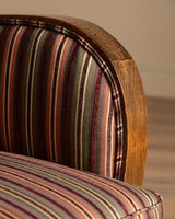 Art Deco Striped Oak Lounge Chair, France, Circa 1920s (2 available) - Lone Fox