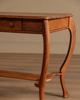 Art Nouveau Oak Writing Table with Cabriole Legs, Early 20th Century - Lone Fox