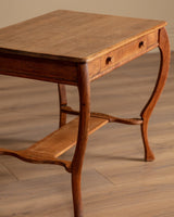Art Nouveau Oak Writing Table with Cabriole Legs, Early 20th Century - Lone Fox