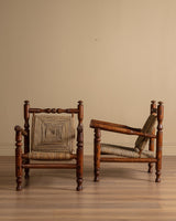 Audoux & Minet Beech and Rope Lounge Chair, France, 1950s (2 Available) - Lone Fox