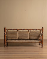 Audoux & Minet Beech and Rope Sofa, France, 1950s - Lone Fox