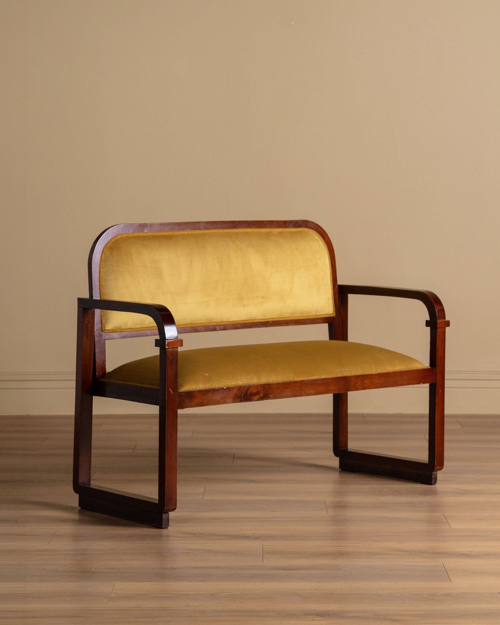Austrian Secessionist Style Mahogany Settee, Vienna, 1920's – Lone Fox