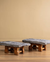 Belgian Bluestone & Oak Coffee Table, 1970's (2 Available) - Lone Fox