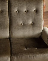Belgian Oak Mortis & Tenon Sofa in Sage Velvet, 1960's - Lone Fox