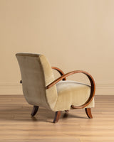 Bentwood Lounge Chair in Ochre Belgian Velvet, Czechoslovakia, 1960s - Lone Fox