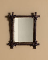 Black Forest Twig Mirror with Carved Leaf Corners, Germany, 19th Century - Lone Fox