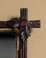 Black Forest Twig Mirror with Carved Leaf Corners, Germany, 19th Century - Lone Fox