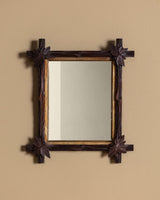 Black Forest Twig Mirror with Ivy Leaf Corners, Germany, 19th Century - Lone Fox