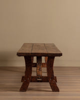 Brutalist Gouge Carved Mortise & Tenon Dining Set, France, 1940's (7 Pieces) - Lone Fox