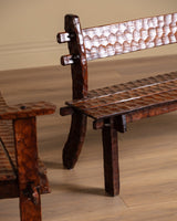 Brutalist Gouge Carved Mortise & Tenon Dining Set, France, 1940's (7 Pieces) - Lone Fox