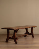 Brutalist Gouge Carved Mortise & Tenon Dining Set, France, 1940's (7 Pieces) - Lone Fox