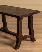 Brutalist Gouged Wood Side Table, France, 1950's - Lone Fox