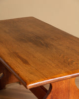 Brutalist Oak 63" Trestle Dining Table, France, 1960's - Lone Fox
