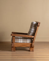 Brutalist Oak Armchairs in New Hampshire Plaid, Netherlands, 1970's (2 available) - Lone Fox