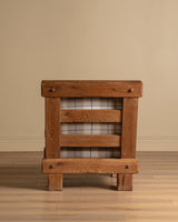 Brutalist Oak Armchairs in New Hampshire Plaid, Netherlands, 1970's (2 available) - Lone Fox
