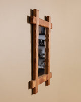 Brutalist Oak Cross Corner Frame Mirror 2, France, 1980s - Lone Fox