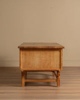Brutalist Oak Executive Desk w/ Wavy Apron by Henry Kjaernulf, Denmark, 1960s - Lone Fox