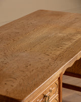 Brutalist Oak Executive Desk w/ Wavy Apron by Henry Kjaernulf, Denmark, 1960s - Lone Fox