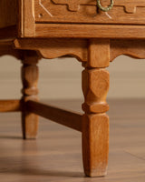 Brutalist Oak Executive Desk w/ Wavy Apron by Henry Kjaernulf, Denmark, 1960s - Lone Fox