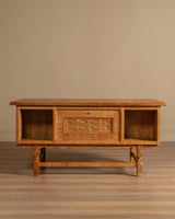 Brutalist Oak Executive Desk w/ Wavy Apron by Henry Kjaernulf, Denmark, 1960s - Lone Fox