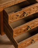 Brutalist Oak Executive Desk w/ Wavy Apron by Henry Kjaernulf, Denmark, 1960s - Lone Fox