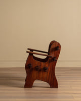 Brutalist Solid Mahogany Armchairs, Belgium, 1960's (2 Available) - Lone Fox