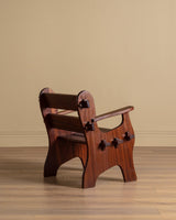 Brutalist Solid Mahogany Armchairs, Belgium, 1960's (2 Available) - Lone Fox