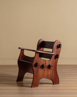Brutalist Solid Mahogany Armchairs, Belgium, 1960's (2 Available) - Lone Fox