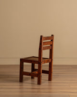 Brutalist Solid Wood Slatted Dining Chair, France, 20th Century (2 Available) - Lone Fox