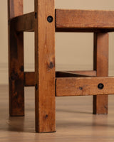 Brutalist Solid Wood Slatted Dining Chair, France, 20th Century (2 Available) - Lone Fox