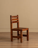Brutalist Solid Wood Slatted Dining Chair, France, 20th Century (2 Available) - Lone Fox
