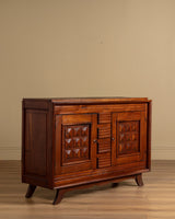 Carved Geometric Oak Sideboard Manner of Charles Dudouyt, France, 1940's - Lone Fox