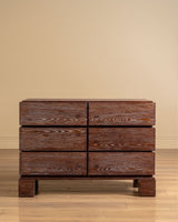 Cerused Dark Oak Six-Drawer Dresser, France, 1950's - Lone Fox