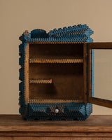 Cobalt Painted Tramp Art Wall Cabinet, American, 1900's - Lone Fox