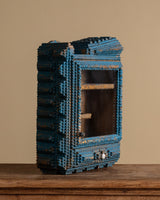 Cobalt Painted Tramp Art Wall Cabinet, American, 1900's - Lone Fox