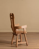 De Puydt Brutalist Oak Dining Chairs, Belgium, 1970s (Set of 6) - Lone Fox