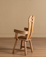 De Puydt Brutalist Oak Dining Chairs, Belgium, 1970s (Set of 6) - Lone Fox