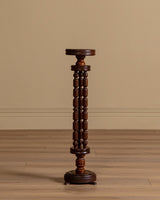 Dutch Art Deco Turned Oak Pedestal Plant Stand, Netherlands, 1930s - Lone Fox