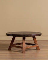 Dutch Brutalist Copper & Oak Coffee Table, Netherlands, 1970s - Lone Fox