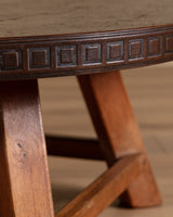 Dutch Brutalist Copper & Oak Coffee Table, Netherlands, 1970s - Lone Fox