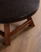 Dutch Brutalist Copper & Oak Coffee Table, Netherlands, 1970s - Lone Fox