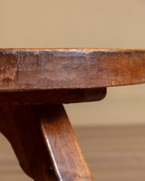 Dutch Brutalist Oak 42" Round Coffee Table, Netherlands, 1970s - Lone Fox