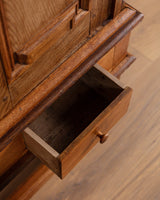 Dutch Oak Two Door Cabinet w/ Drawers, 1930's - Lone Fox