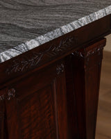 Empire Style Carved Mahogany & Marble Counter / Island, France, 1900's - Lone Fox