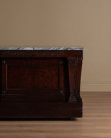 Empire Style Carved Mahogany & Marble Counter / Island, France, 1900's - Lone Fox
