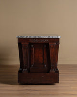 Empire Style Carved Mahogany & Marble Counter / Island, France, 1900's - Lone Fox