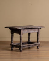 European Baroque Table w/ Single Drawer and Box Stretcher, 18th Century - Lone Fox