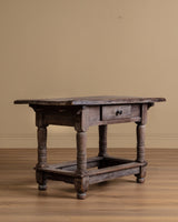 European Baroque Table w/ Single Drawer and Box Stretcher, 18th Century - Lone Fox