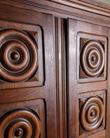 French Carved Oak Two Door Armoire by Charles Dudouyt, 1940's - Lone Fox