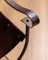 French Iron & Leather Desk and Chair Set, Manner of Jansen, 1950s - Lone Fox